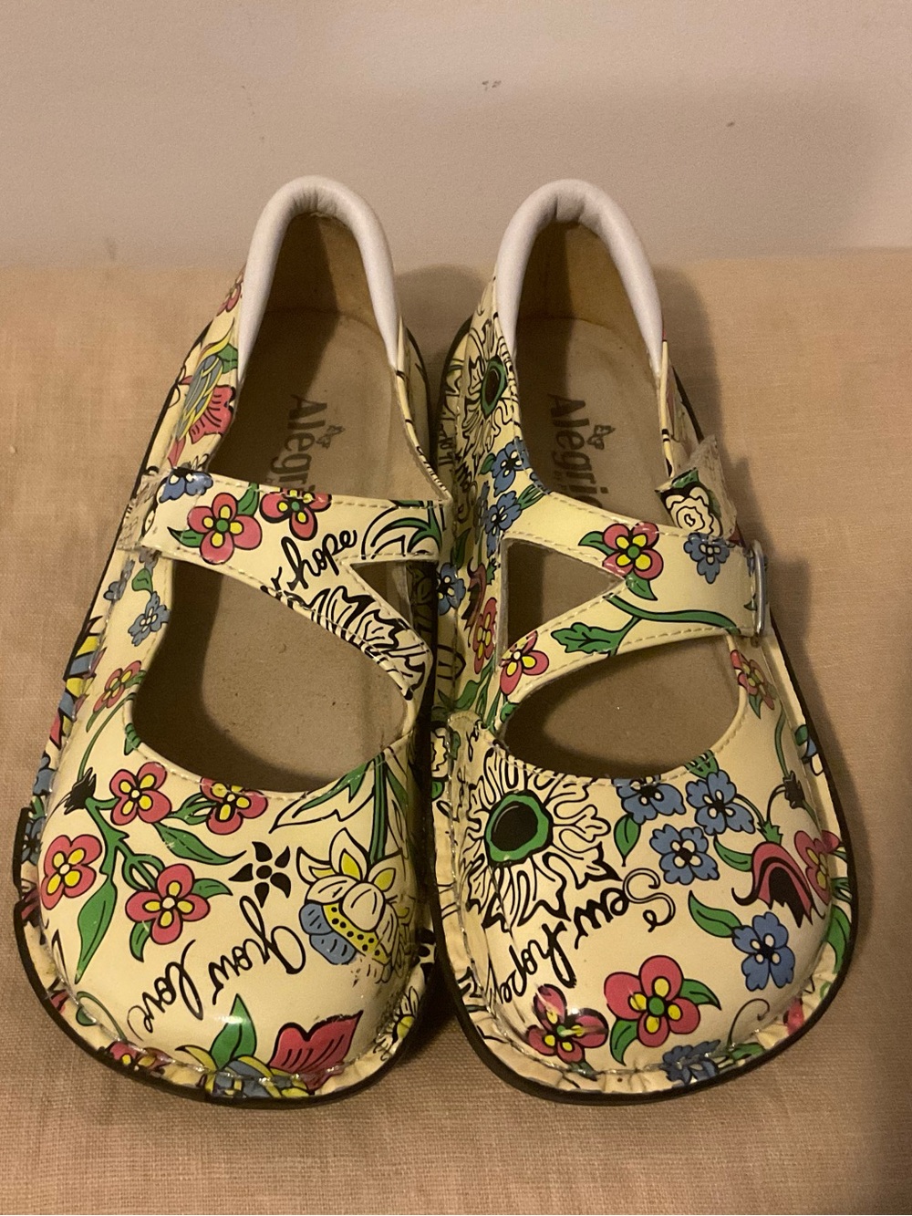 Alegria Floral Mary Janes - Cream Multi